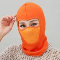 Bright orange windproof cycling balaclava with breathable mesh and thick thermal fleece - Orange