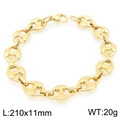 Pulsera de eslabones de morro de cerdo en acero inoxidable dorado longitud 210mm cierre - 210x11mm / Dorado