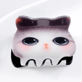 Simpatica molletta per capelli a forma di gatto bianco e nero in PVC lucido per acconciature - Piccolo gatto cartone animato bianco e nero (D18-1-16)