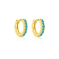 Eleganti orecchini a cerchio in argento 925 dorato con micro zirconi blu incastonati - Argento 925 / Oro 18k Con Turchese Blu