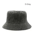 Cappello da pescatore in velluto a coste grigio con texture a righe verticali e caldo - Grigio