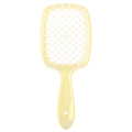 Portable yellow hollow out honeycomb massage hairbrush for wet and dry styling - Yellow Handle - White