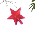 Christmas tree topper star with red glitter finish and bottom socket for decoration - 25cm / Red