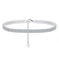 S925 sterling silver bracelet featuring a double row of white cubic zirconia stones - 2mm Electroplated White Gold Finish. Length: 21.5 + 5cm. Weight: Approx. 8.89g.