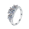 Elegant sterling silver three-stone ring with sparkling round cut high carbon diamonds - Ljz-05 [2 Carats] / Adjustable Open
