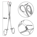 Pinza per piercing professionale autobloccante in acciaio inox da 18cm con apertura da 0,8cm - Grandi pinze chiuse rotonde 0,8 cm