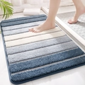 Tappetino da bagno a righe blu e bianche in microfibra morbida per sicurezza antiscivolo - 40*60cm / Tasti del Pianoforte - Blu Farfalla