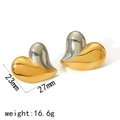 Orecchini a lobo a cuore irregolare in acciaio inossidabile bicolore oro e argento - Stile Bicolore Oro e Argento (TE6668-M)