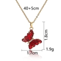 Titanium steel necklace with red butterfly shell pendant and gold chain on white background - Red Shell Butterfly Necklace