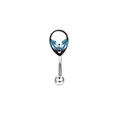 Polished surgical steel curved eyebrow ring with marquise-cut blue zircon devil heart charm - Blue Gem Marquise Butterfly Style