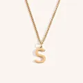 Minimalist 18k gold plated letter S pendant necklace with delicate link chain - Gold S