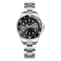 Orologio da uomo al quarzo con cinturino in metallo argento e quadrante nero con data - modello femminile / Cinturino Argento Quadrante Nero