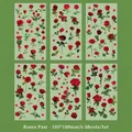 Vintage red rose PET stickers set for scrapbooking 6 sheets 100x180mm floral decals - Rose Past (6 Sheets)