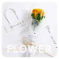 Handmade yellow chenille rose bouquet in premium gift bag with white mesh wrapping - Finished with Gift Bag-Orange Yellow
