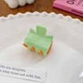 Mini candy-colored green and orange hair claw clip for small hair sections - 3cm / Grass Green & Orange