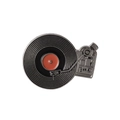 Vintage Plattenspieler Emaille Anstecknadel mit schwarzem Vinyl-Schallplatten Design - Vintage Plattenspieler