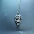 Vintage hiphop schedelhanger met sierlijke patronen aan een eenvoudige metalen schakelketting - Schedel + Roestvrijstalen Schakelketting