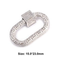 Macro shot of silver oval decorative buckle with Greek Meander pattern 15x23mm - Oval / Silver