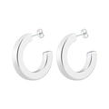 Polished silver minimalist stainless steel C-shaped hoop earrings with butterfly backs - C-Shape Steel Color