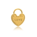 Colgante de candado de corazón dorado con grabado LOVE sobre fondo blanco puro - 5 Unidades/Paquete / Dorado