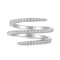 Elegant 925 sterling silver triple spiral ring with shimmering full pave zircon stones - Three-Loop Spiral Style - White Gold