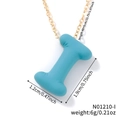 Minimalist sky blue letter I necklace pendant with golden chain and dimension labels - Letter I (N01210-I)