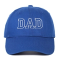 Détail de la broderie DAD sur une casquette de baseball en coton bleu roi avec coutures - Bleu Royal DAD