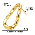 Detailed size view of golden 304 stainless steel earrings with hammer texture - Wave Oval Hammered-Gold