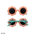 Pink flower shaped kids sunglasses and mint green frame with UV400 protection - Kids / C36 Orange Frame Green Temple