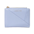 Short lavender fold wallet for women with classic star print and gold zipper detail - Blue