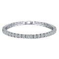 Classic silver-toned tennis bracelet with sparkling round-cut cubic zirconia in four-prong setting - 4mm Platinum 18cm