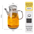 Aceitera de cristal borosilicato gris 800ml con tapa de acero y mango ergonómico - 800ML / Gris Translúcido