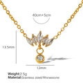 Collana in acciaio inossidabile placcato oro 18K con ciondolo in zircone e misure - Oro