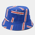 Dettaglio del cappello a secchiello in cotone con stampa ripetuta della bandiera di Capo Verde - M (56-58cm) / Stampa Bandiera di Capo Verde (Colore #13)