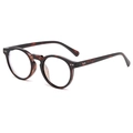 Classic round tortoiseshell eyewear frame with keyhole bridge and metal rivet accents - Black Tortoise Anti-Blue Light
