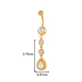 Piercing de nombril doré avec pendentif à franges en zircon et mesures précises - Style Pendentif Double Couche Goutte (2609-5#) / Or