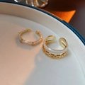 Gold plated open ring set featuring white enamel details and sparkling cubic zirconia - No. 16 Open Rings - Gold