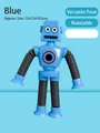 Blue suction cup giraffe robot toy with flexible tubes for sensory play and stretching - Blue Robot (No Light)