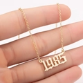 Golden stainless steel necklace featuring a 1985 year pendant for women stylish jewelry - 1985 / Gold