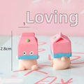 Miniature pink and blue milk box resin pig figurine showing 1.5x2.8cm dimensions - Milk Carton Pig