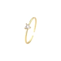 Minimalist adjustable gold ring with heart-shaped zircon in a three-prong setting - White Zirconia/Gold Color