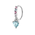 Aro de nariz plateado con piedras rosas y azules y un colgante grande de corazón azul - Colgante de Zircón Azul en Forma de Corazón (A854-3#)