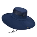 Dark blue outdoor sun hat with breathable mesh band and windproof cord for men - Navy Blue