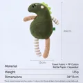 Green plush dinosaur cat toy with crinkle paper and squeaker made of soft towel cloth - Dinosaur
