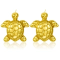 Polished gold sea turtle stud earrings in stainless steel with textured shell design - Bright Gold Embossed Turtle