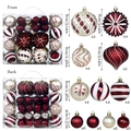 40-piece red and gold Christmas ball set with various textures in 4cm, 6cm, and 8cm sizes - Burgundy