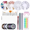 Set completo per nail art con lampada UV, pennelli, glitter e lime su fondo bianco - Set per Nail Art TZ04