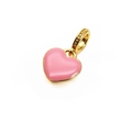Pink heart enamel charm bead with gold plating and granulated hanging loop details - Pink Heart Pendant