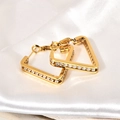 Orecchini a cerchio triangolari placcati oro con zirconi bianchi scintillanti - Oro 18K / Oro Bianco Zircone