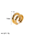 Three-layer 18k gold plated stainless steel ear cuff with size 14mm by 9.1mm and 4g weight - Gold Double Ring Thickened Style (TE6998-G)